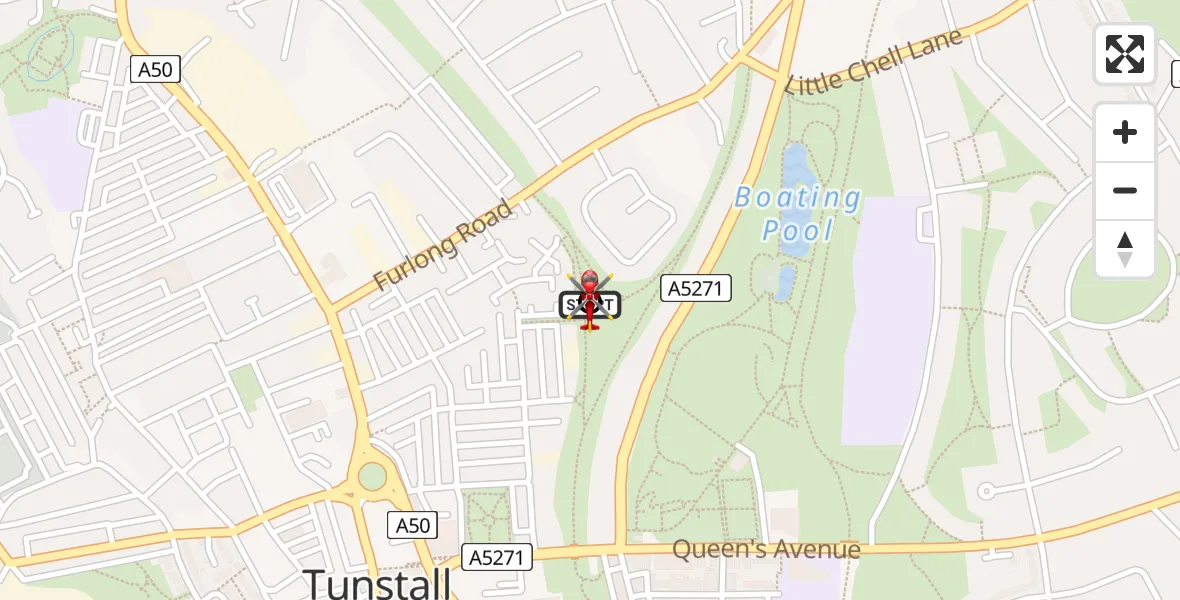 Flight route Air Ambulance Helicopter Tunstall - Tunstall, 03 June 2026, 17:01