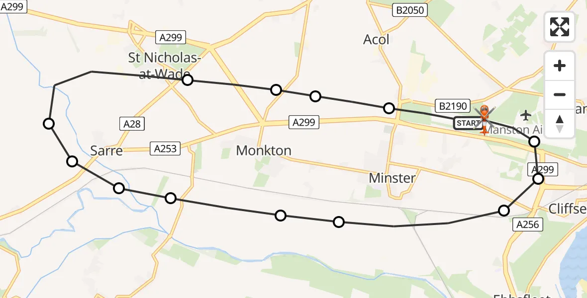 Flight route Coastguard Helicopter Manston Airport - Manston Airport, 03 June 2026, 17:22