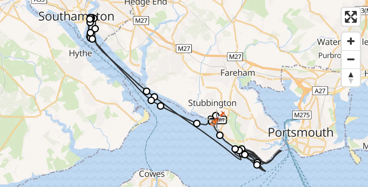 Flight route Coastguard Helicopter Solent Airport - Solent Airport, 03 June 2026, 17:39