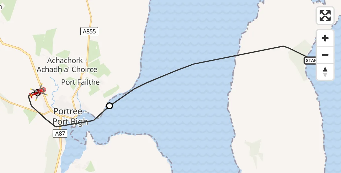 Flight route Air Ambulance Helicopter Inner Seas - Portree Community Helipad, 03 June 2026, 18:07