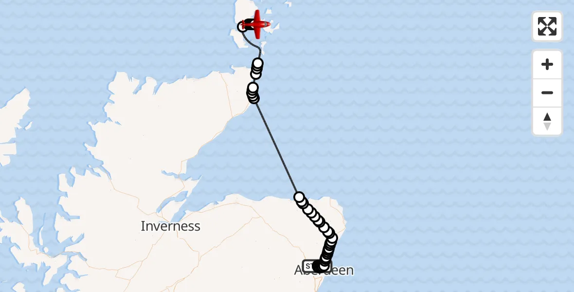 Flight route Air Ambulance Aircraft Bankhead - Greenigoe, 03 June 2026, 19:13