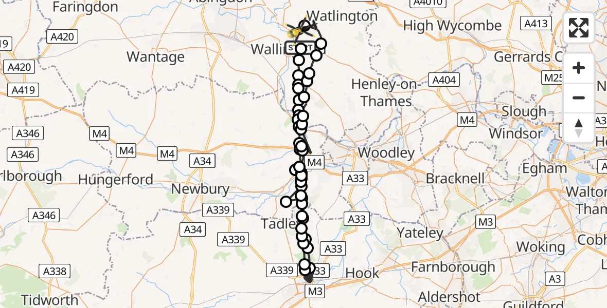 Flight route Police Helicopter RAF Benson - Benson, 03 June 2026, 23:09