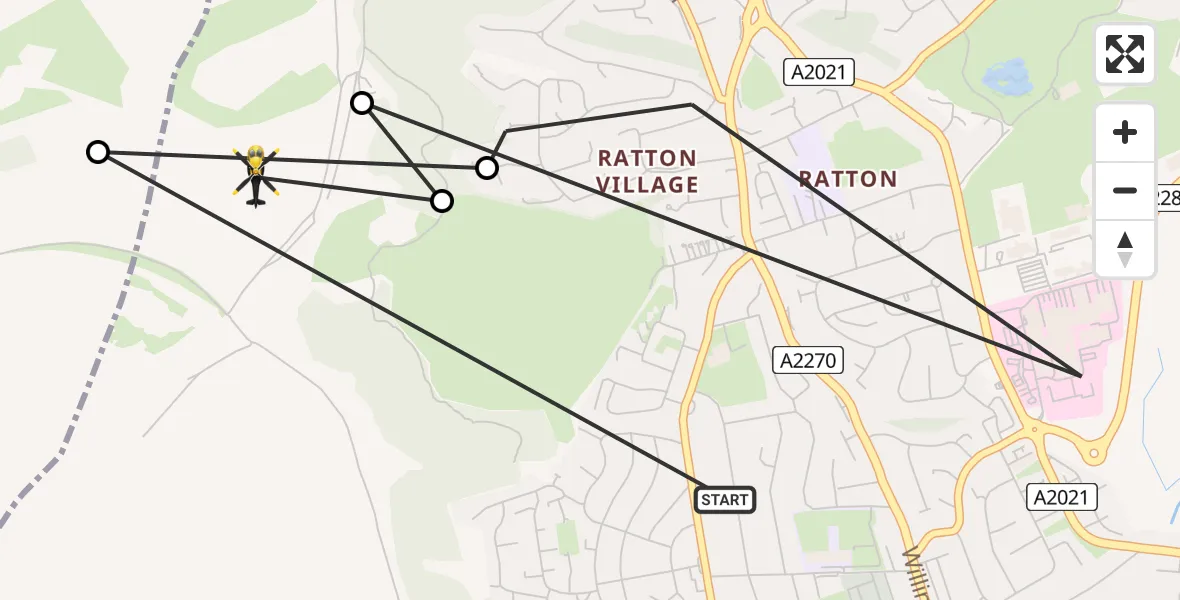 Flight route Police Helicopter Eastbourne - Wannock, 04 June 2026, 00:00