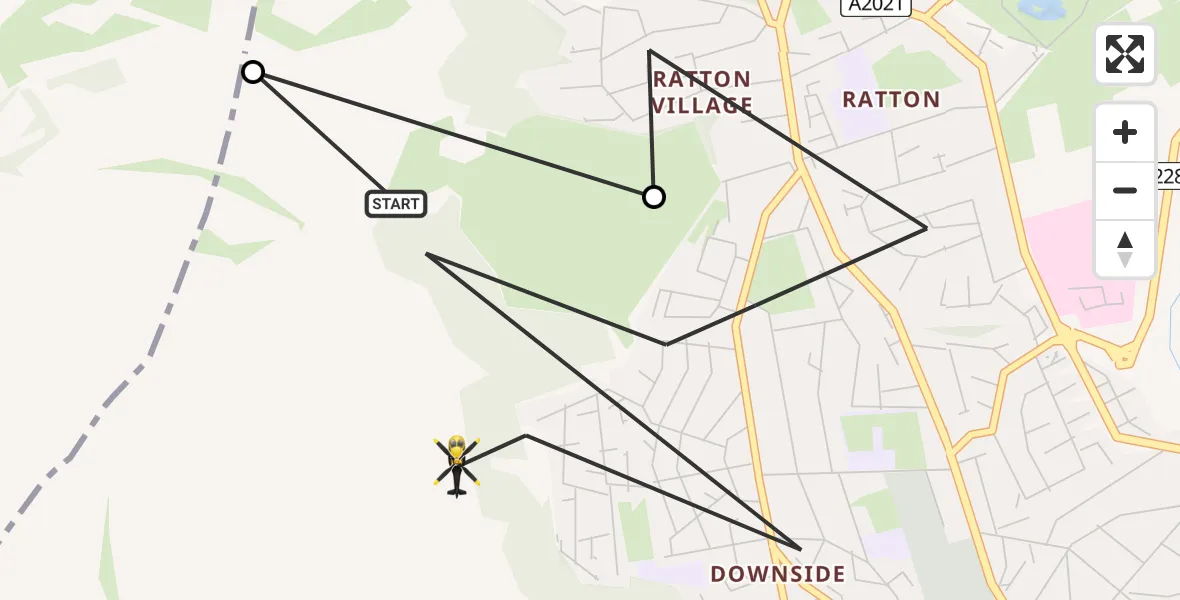 Flight route Police Helicopter Eastbourne - Eastbourne, 04 June 2026, 00:04