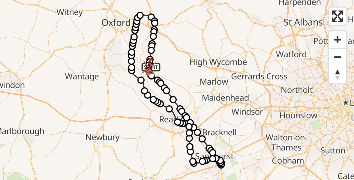 Flight route Air Ambulance Helicopter RAF Benson - RAF Benson, 04 June 2026, 12:37