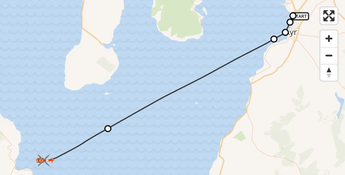 Flight route Coastguard Helicopter Glasgow Prestwick Airport - Irish Sea, 04 June 2026, 13:11