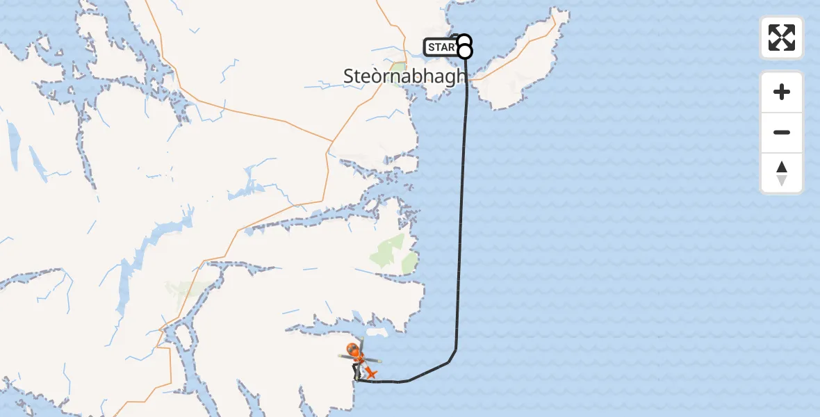 Flight route Coastguard Helicopter Àird Thunga - Inner Seas, 04 June 2026, 14:03