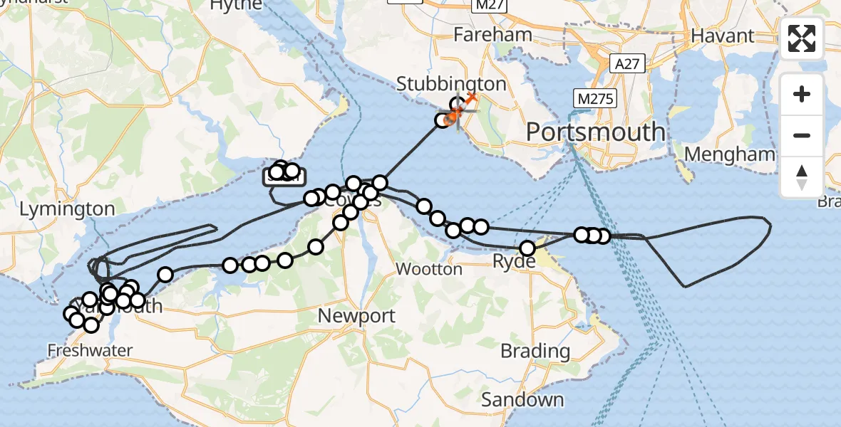 Flight route Coastguard Helicopter English Channel - Solent Airport, 04 June 2026, 14:08