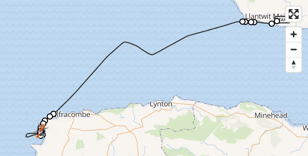 Flight route Coastguard Helicopter MOD St Athan - Bristol Channel, 04 June 2026, 14:23