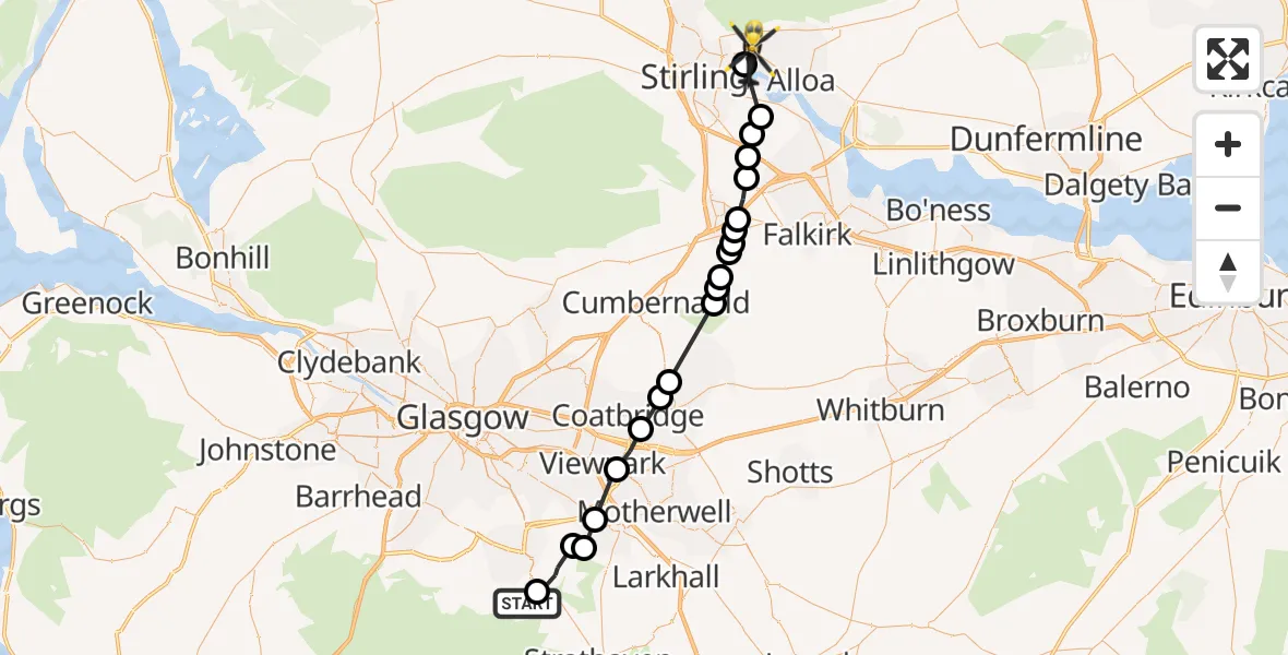 Flight route Police Helicopter Leaburn - Stirling, 04 June 2026, 14:39
