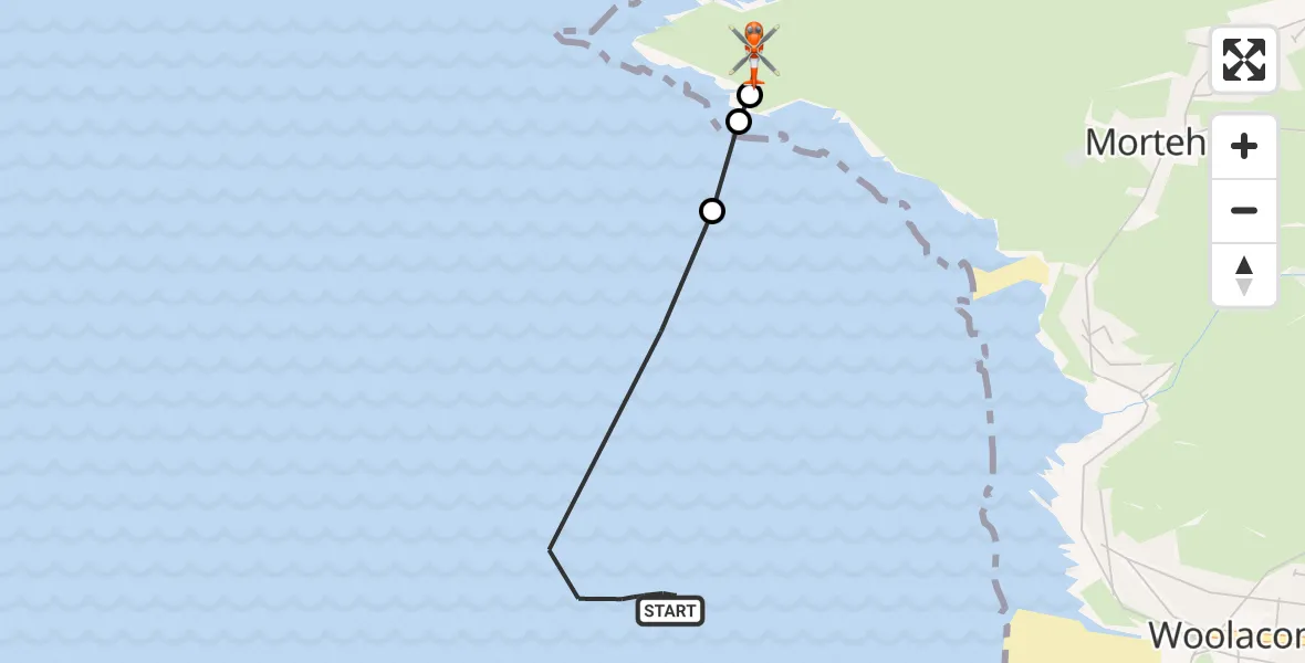 Flight route Coastguard Helicopter Bristol Channel - Mortehoe, 04 June 2026, 15:20