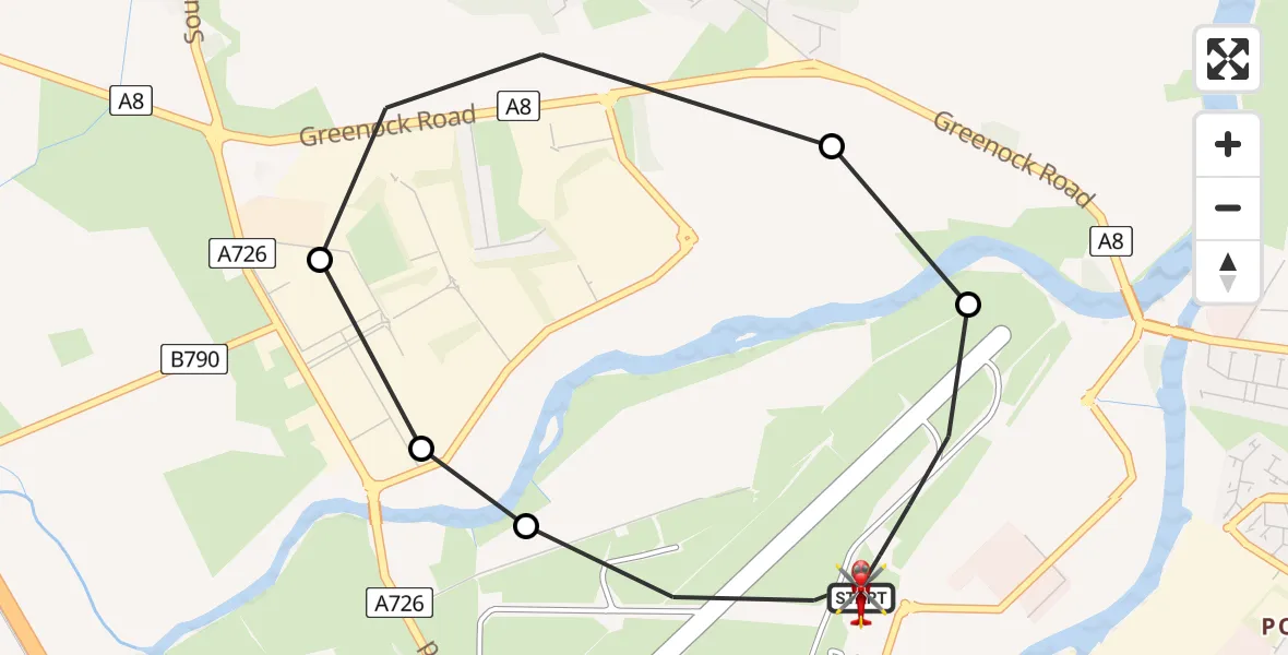 Flight route Air Ambulance Helicopter Glasgow Airport - Glasgow Airport, 04 June 2026, 16:16