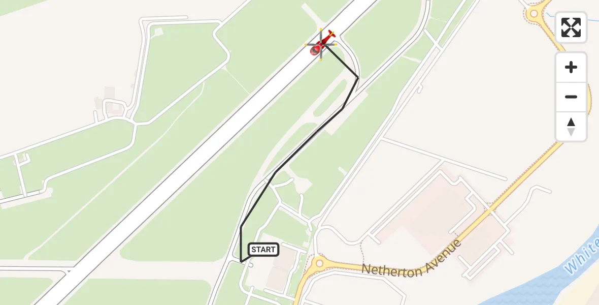 Flight route Air Ambulance Helicopter Glasgow Airport - Glasgow Airport, 04 June 2026, 16:35