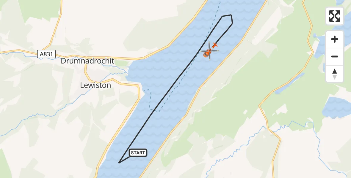 Flight route Coastguard Helicopter Loch Ness - Loch Ness, 04 June 2026, 17:25