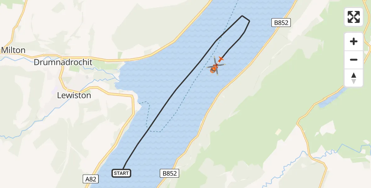 Flight route Coastguard Helicopter Loch Ness - Loch Ness, 04 June 2026, 17:44