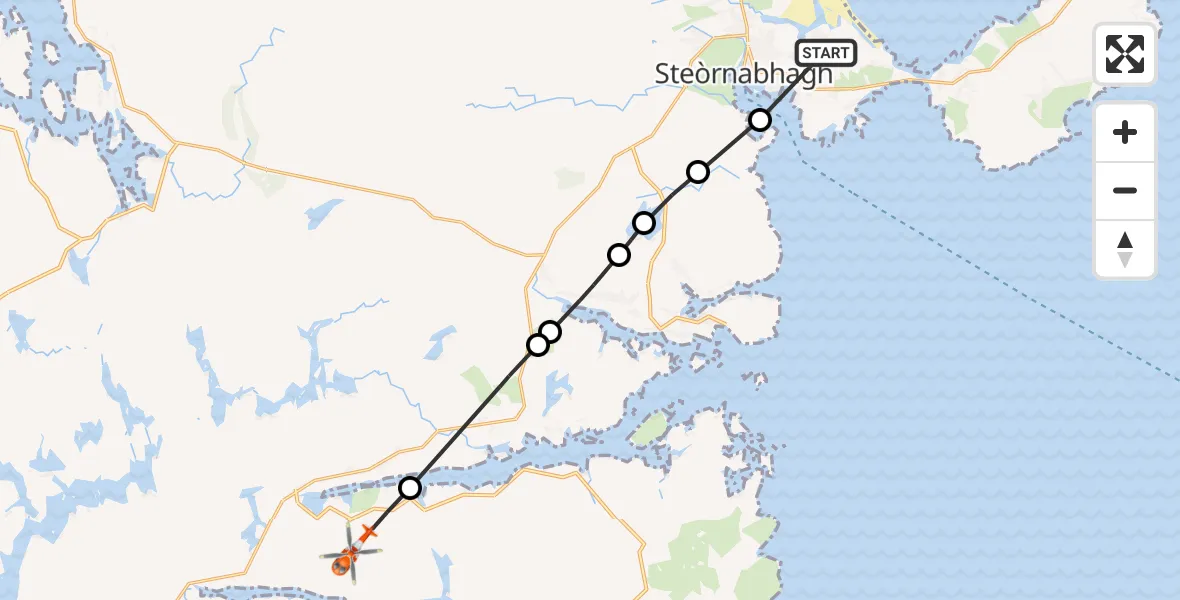 Flight route Coastguard Helicopter Stornoway Airport - Baile Ailein, 04 June 2026, 17:51
