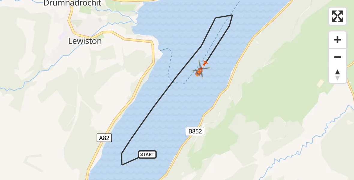 Flight route Coastguard Helicopter Loch Ness - Loch Ness, 04 June 2026, 17:59