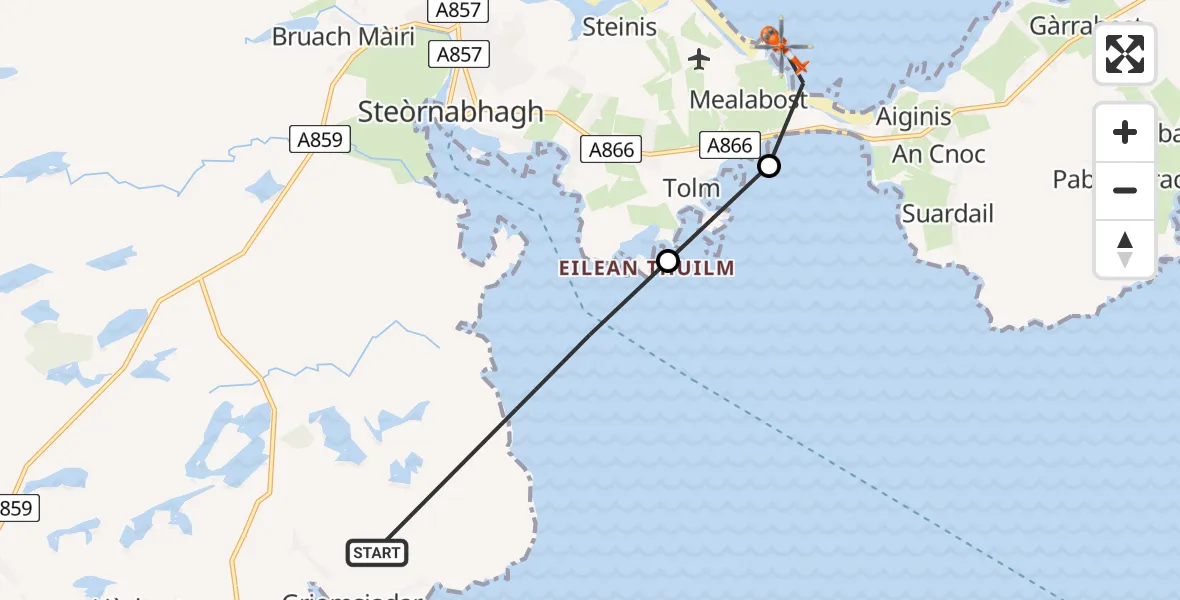 Flight route Coastguard Helicopter Inner Seas - Inner Seas, 04 June 2026, 19:03