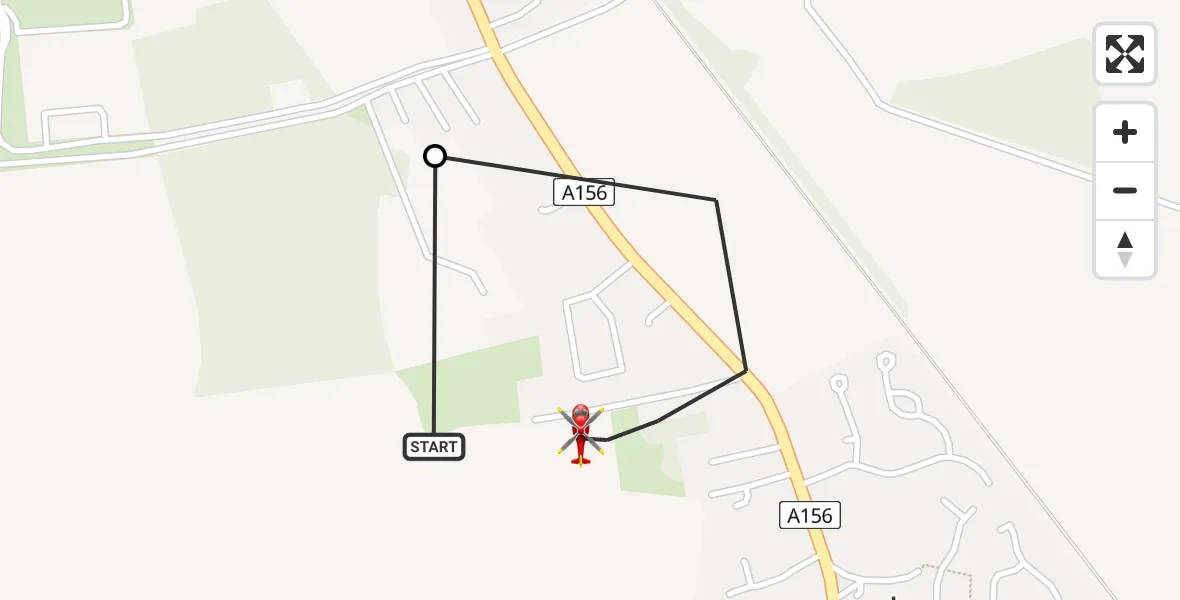 Flight route Air Ambulance Helicopter Lea - Gainsborough CP, 04 June 2026, 19:06