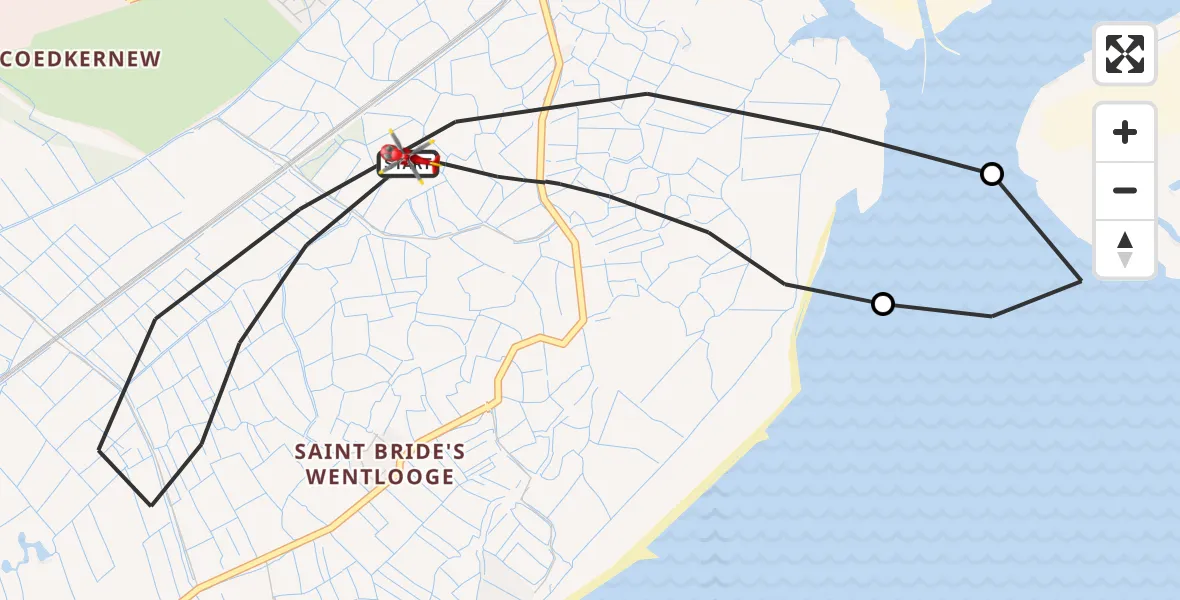 Flight route Air Ambulance Helicopter Wentlooge - Wentlooge, 04 June 2026, 21:22