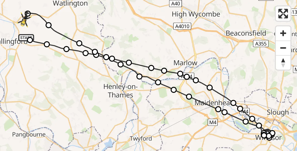 Flight route Police Helicopter RAF Benson - Benson, 04 June 2026, 23:20