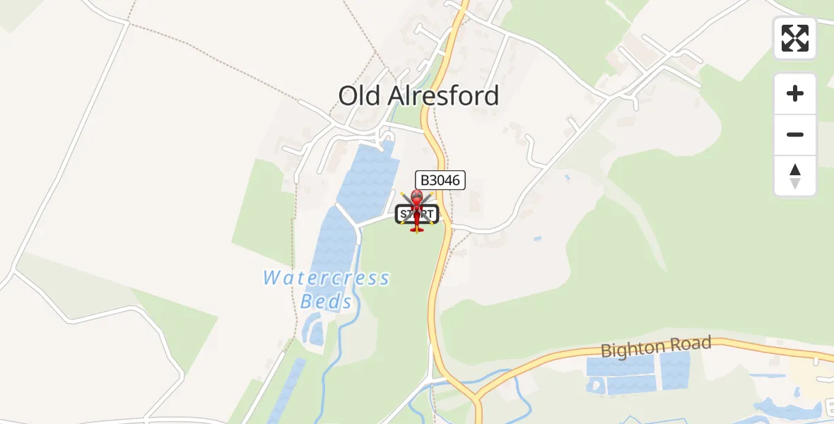 Flight route Air Ambulance Helicopter Old Alresford - Old Alresford, 05 June 2026, 09:56