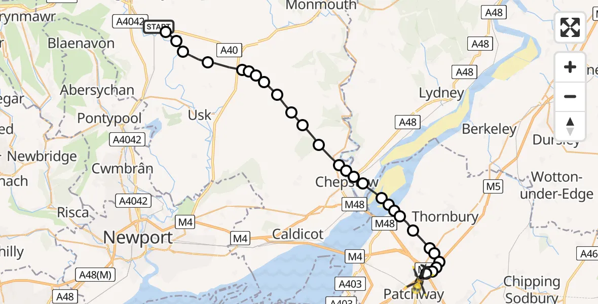 Flight route Police Helicopter Llanddewi Rhydderch - Almondsbury Helicopter Base, 05 June 2026, 10:56