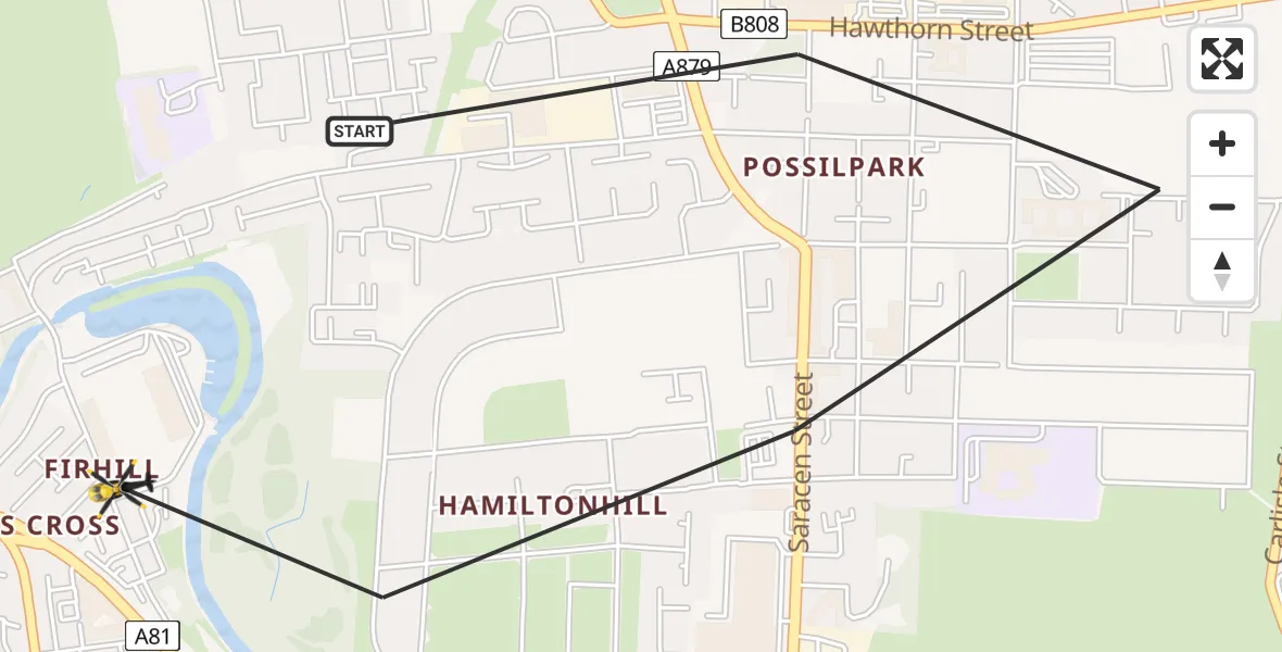 Flight route Police Helicopter Glasgow - Glasgow, 05 June 2026, 11:56