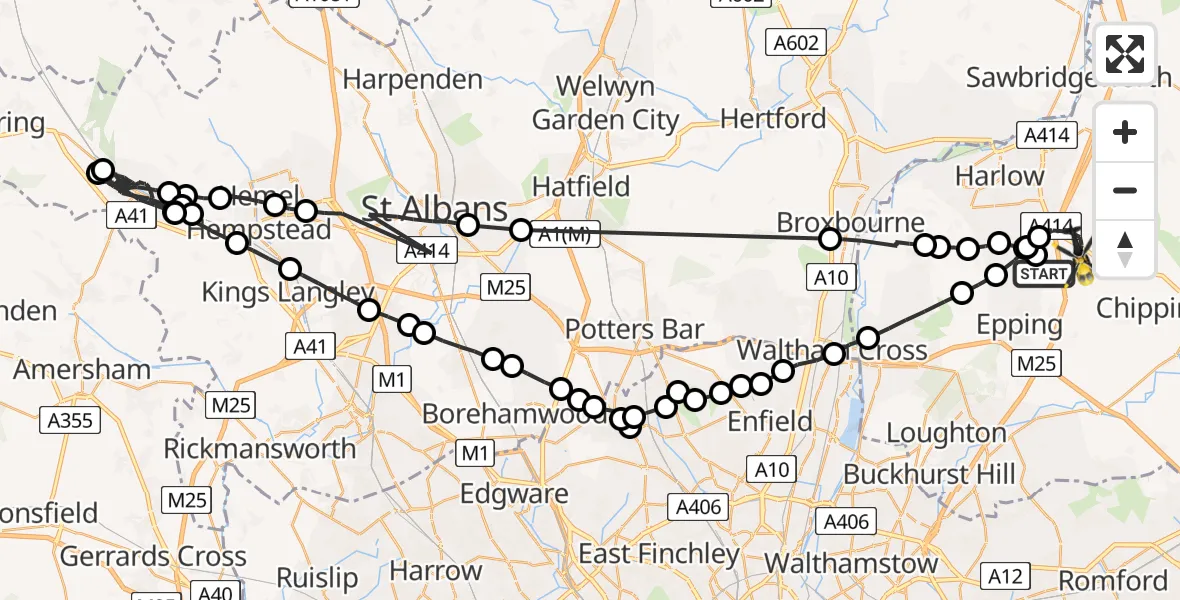Flight route Police Helicopter North Weald Bassett - North Weald Bassett, 05 June 2026, 12:40