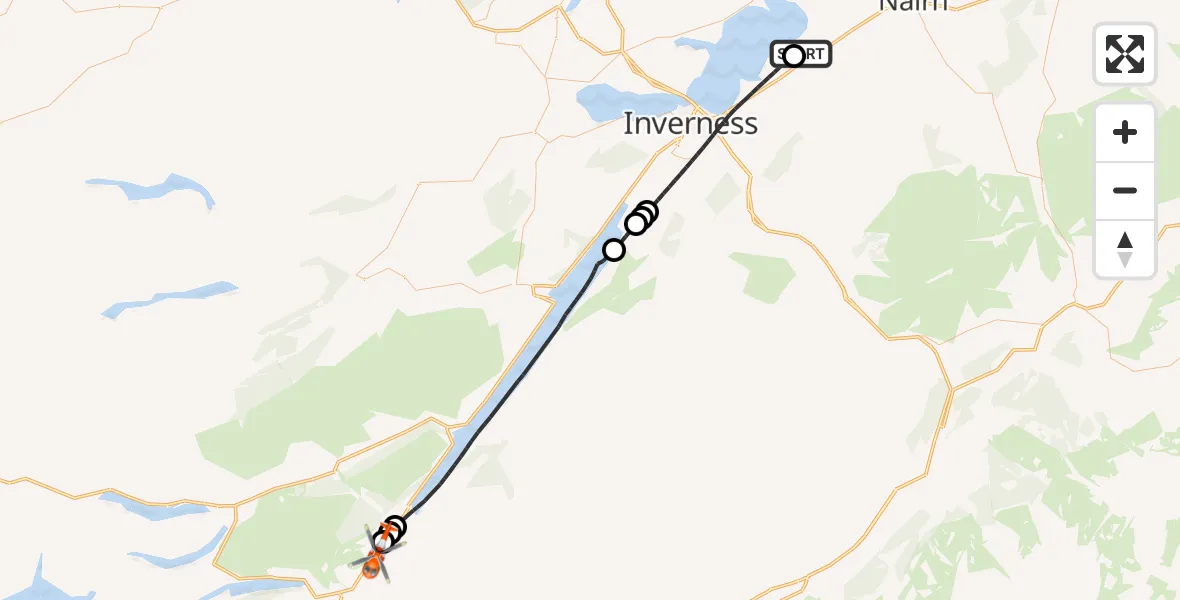 Flight route Coastguard Helicopter Inverness Airport - Invergarry, 05 June 2026, 13:16