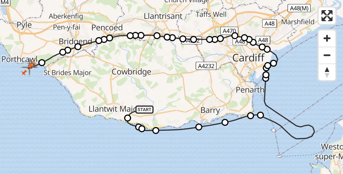 Flight route Coastguard Helicopter MOD St Athan - Newton, 05 June 2026, 13:18