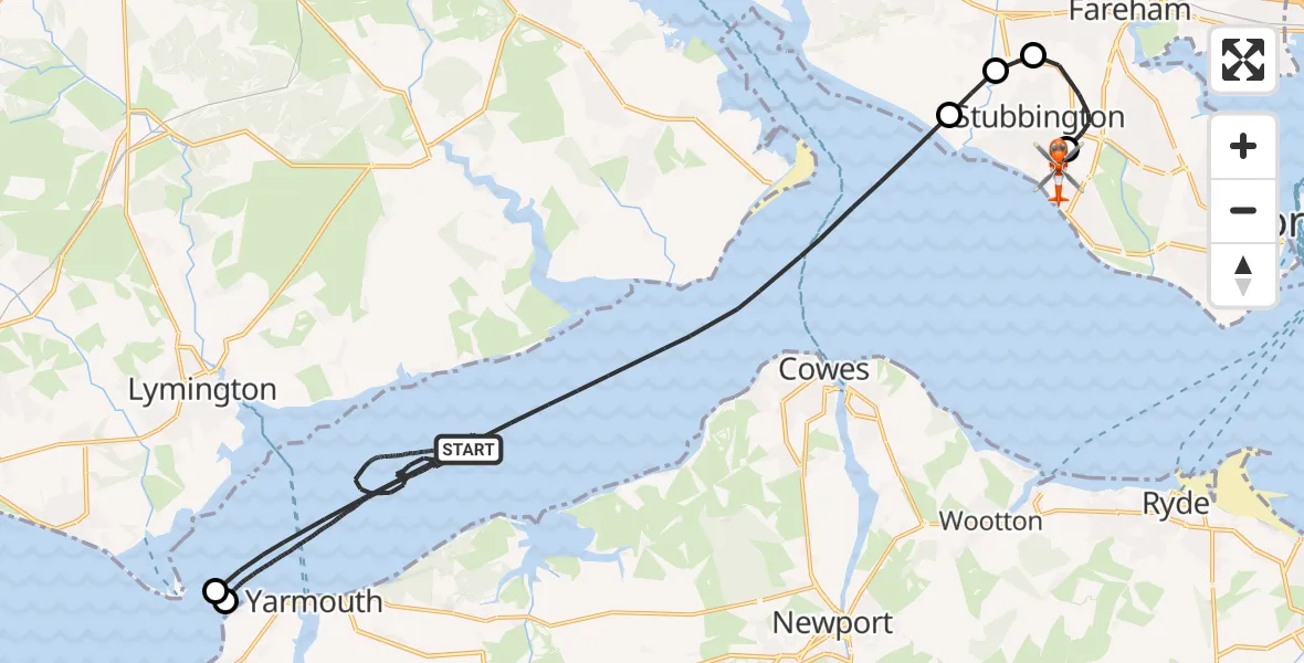 Flight route Coastguard Helicopter English Channel - Solent Airport, 05 June 2026, 14:45