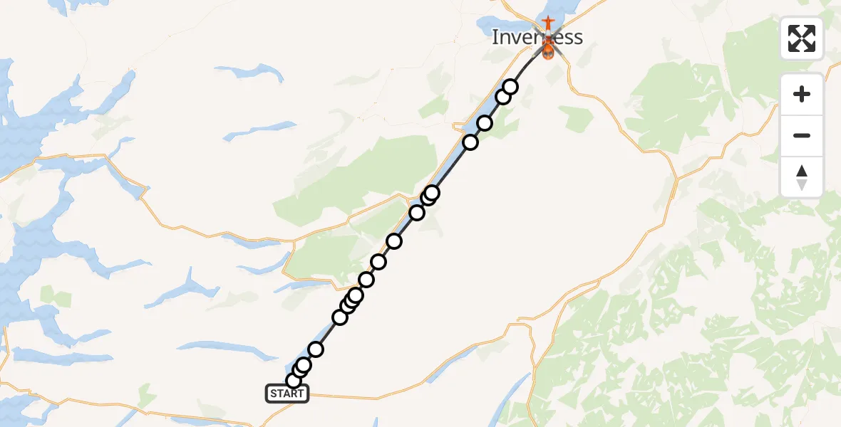 Flight route Coastguard Helicopter Spean Bridge - Inverness, 05 June 2026, 14:52