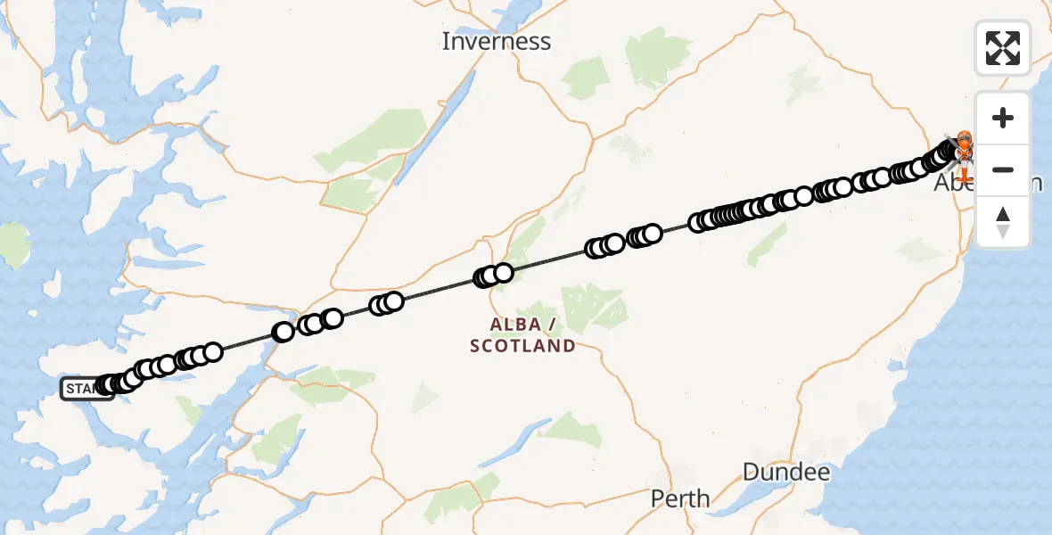 Flight route Coastguard Helicopter Inner Seas - Aberdeen International Airport, 05 June 2026, 15:06