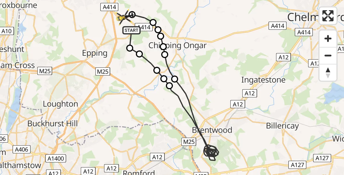 Flight route Police Helicopter North Weald Bassett - North Weald Bassett, 05 June 2026, 15:32