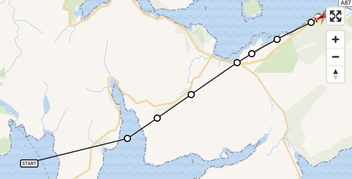 Flight route Air Ambulance Helicopter Inner Seas - Inner Seas, 05 June 2026, 15:45