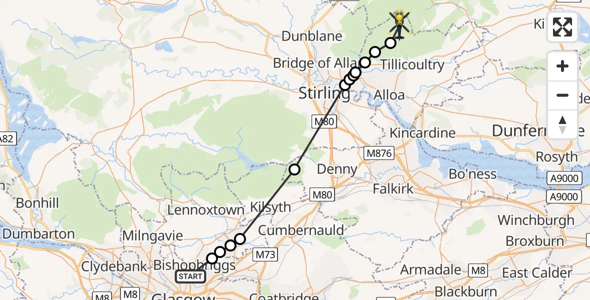 Flight route Police Helicopter Glasgow - White Craig, 05 June 2026, 16:20