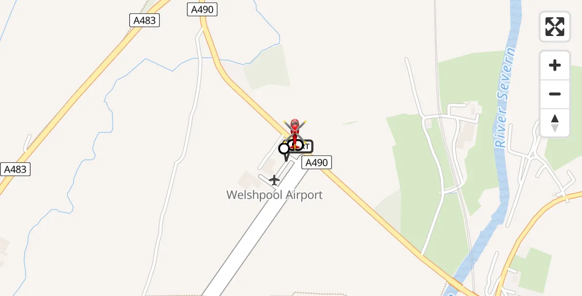 Flight route Air Ambulance Helicopter Welshpool Airport - Welshpool, 05 June 2026, 16:50