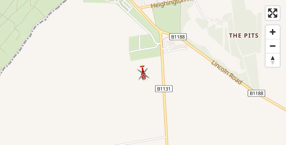 Flight route Air Ambulance Helicopter Canwick - Canwick, 05 June 2026, 16:57