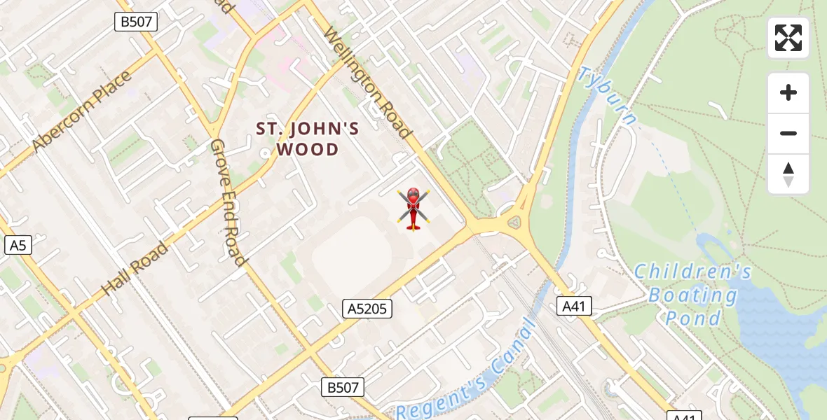 Flight route Air Ambulance Helicopter City of Westminster - City of Westminster, 05 June 2026, 18:25