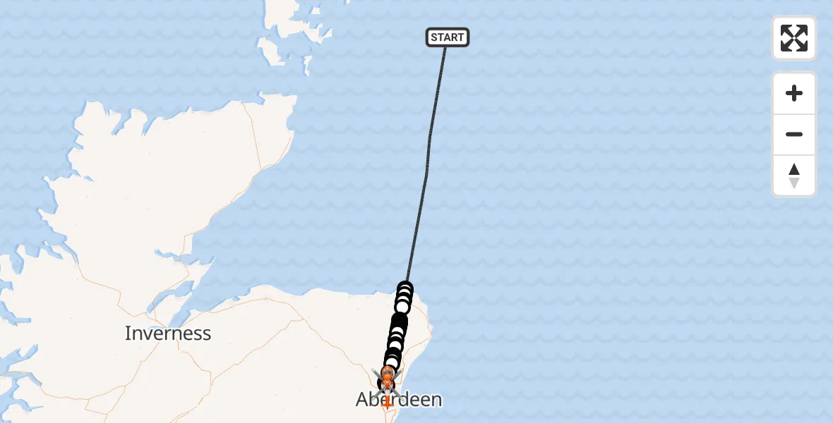 Flight route Coastguard Helicopter North Sea - Aberdeen International Airport, 05 June 2026, 19:16