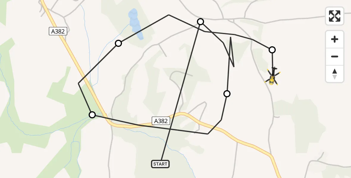 Flight route Police Helicopter West Devon - West Devon, 05 June 2026, 19:26
