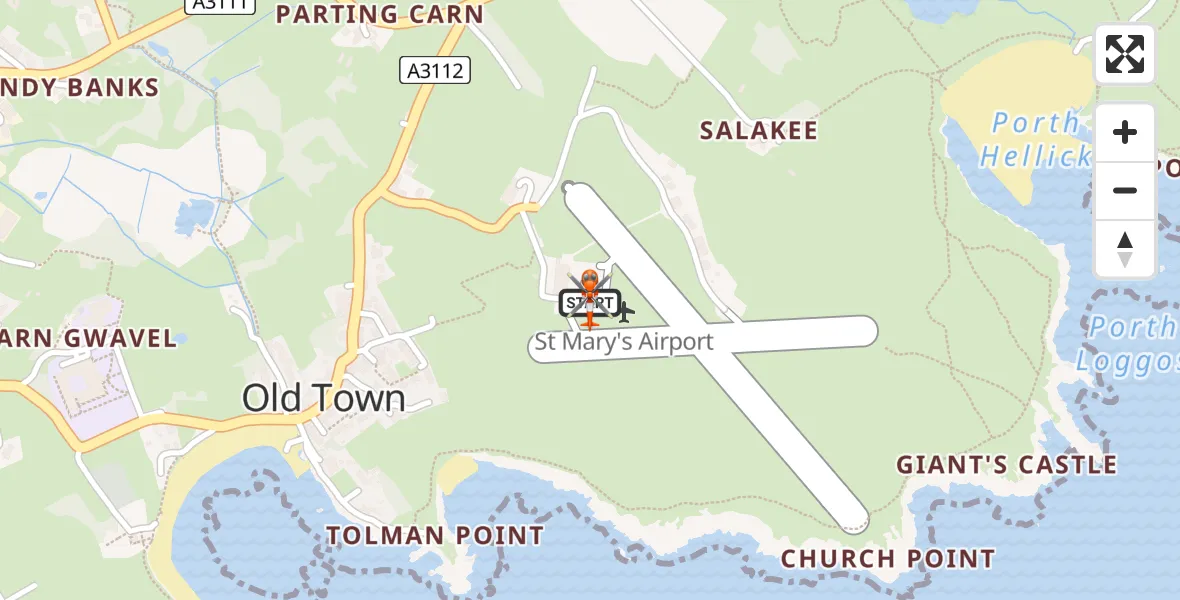 Flight route Coastguard Helicopter St. Mary's Airport - St. Mary's Airport, 05 June 2026, 20:04