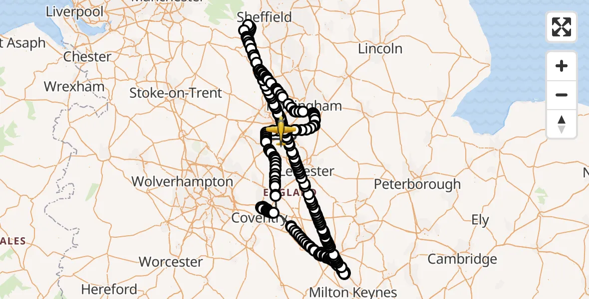 Flight route Police Aircraft East Midlands Airport - East Midlands Airport, 05 June 2026, 20:14