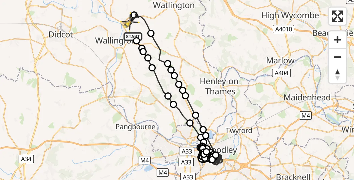 Flight route Police Helicopter RAF Benson - Benson, 05 June 2026, 22:15