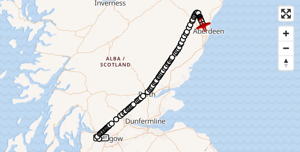 Flight route Air Ambulance Aircraft Glasgow Airport - Cothal, 06 June 2026, 00:17