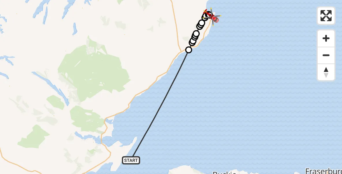 Flight route Air Ambulance Helicopter North Sea - Wick John O'Groats Airport, 06 June 2026, 01:31
