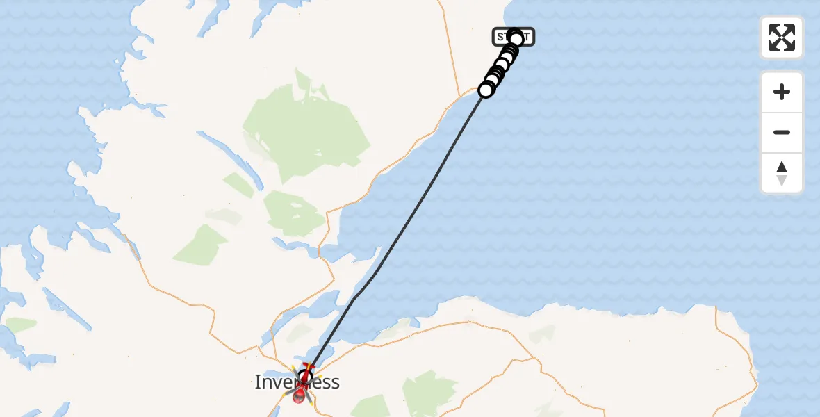 Flight route Air Ambulance Helicopter Wick John O'Groats Airport - Inverness, 06 June 2026, 02:16