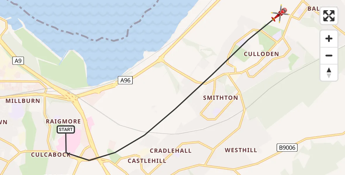 Flight route Air Ambulance Helicopter Inverness - Inverness, 06 June 2026, 03:09