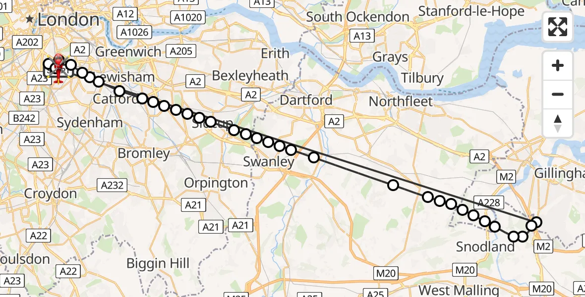 Flight route Air Ambulance Helicopter Kings College London Hospital - Kings College London Hospital, 06 June 2026, 03:53